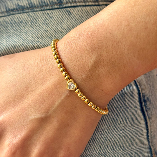 Beaded Heart Charm Bracelet