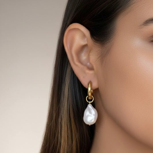 Statement Pearl Hoops