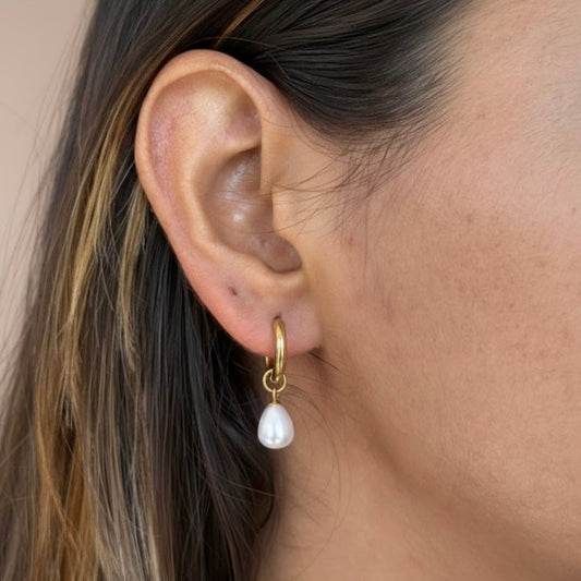 Pearl Drop Hoops