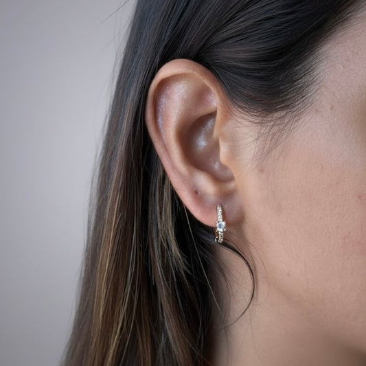 Crystal Zircon Huggies Earrings