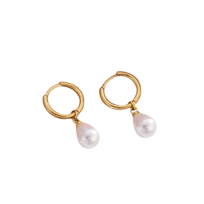 Pearl Drop Hoops