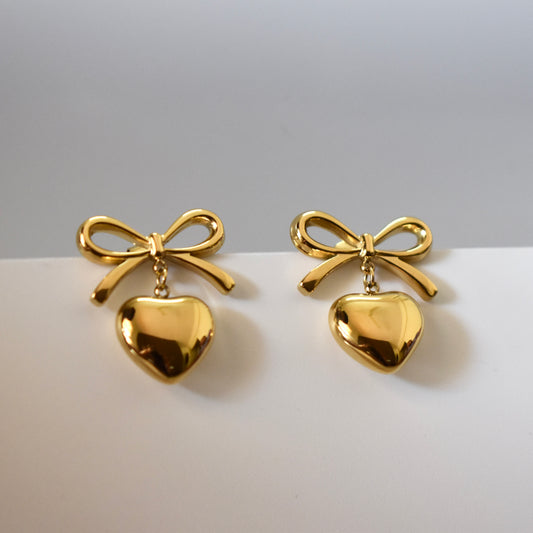 Bow Heart Earrings