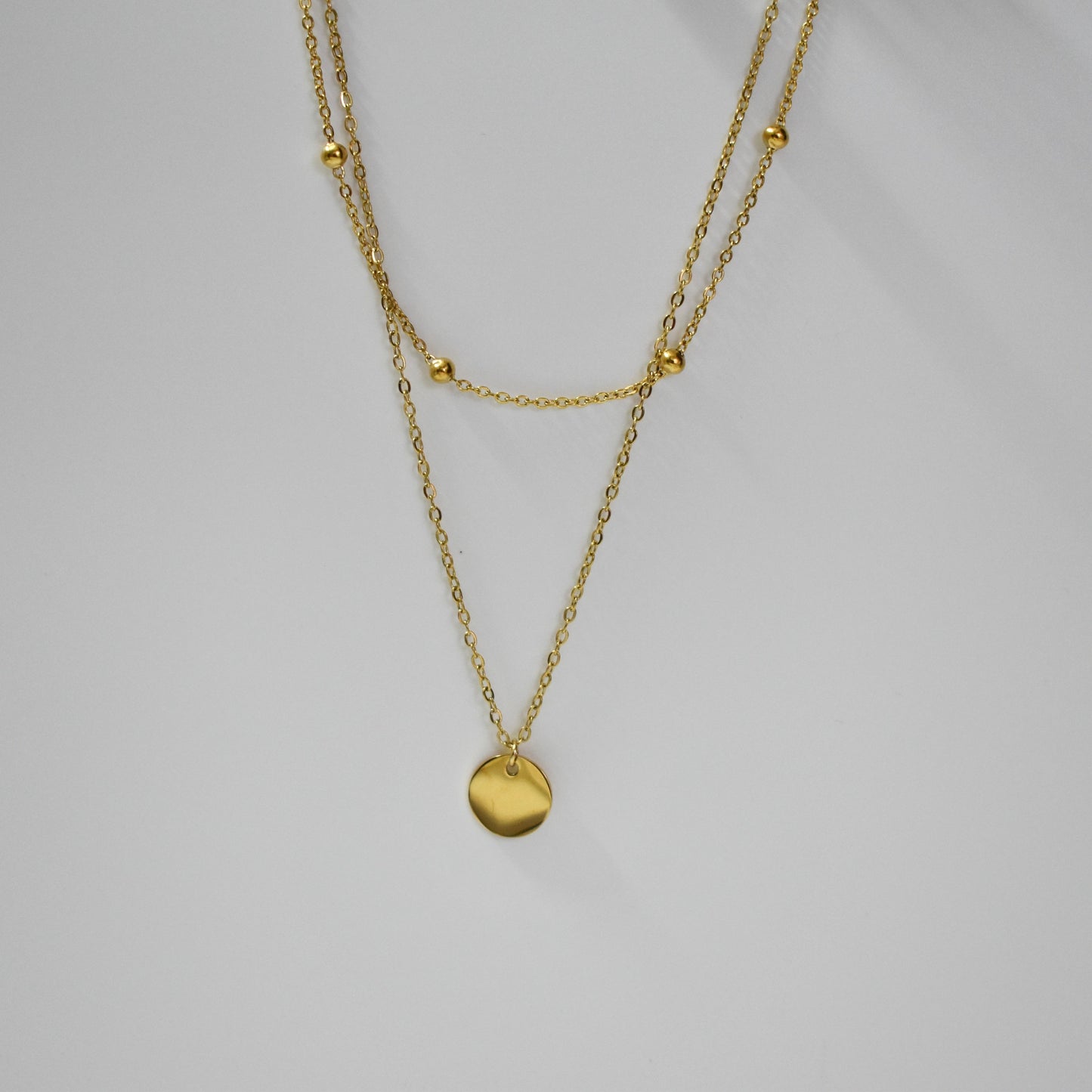 Beaded Disc Layered Necklace