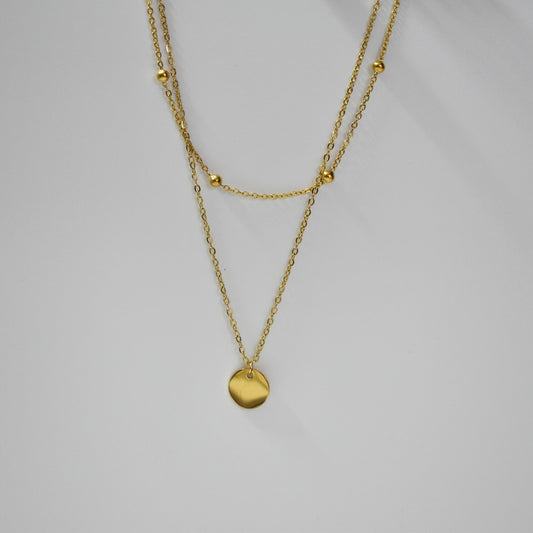 Beaded Disc Layered Necklace