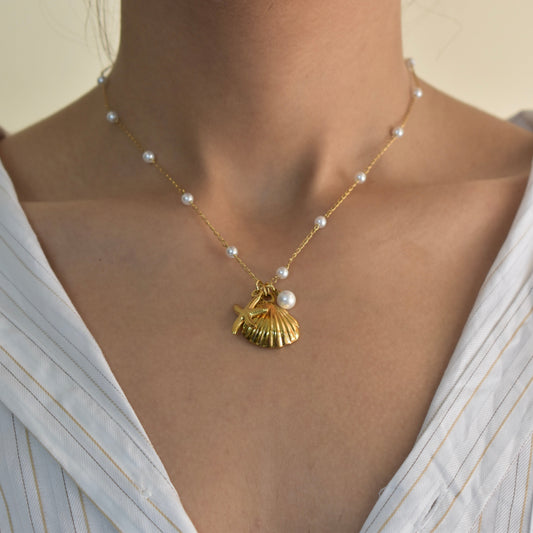 Starfish Pearl Shell Necklace