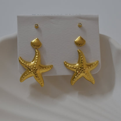 Starfish Shell Pearl Earrings Combo