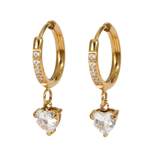 Crystal Heart Drop Earrings