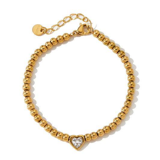 Beaded Heart Charm Bracelet