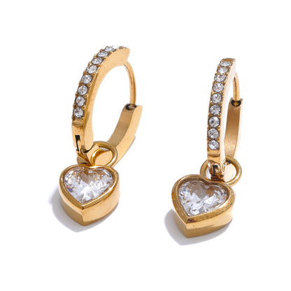 Crystal Heart Drop Earrings