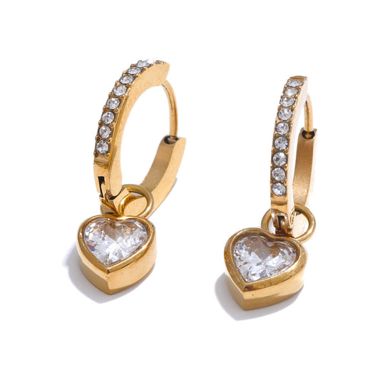 Crystal Heart Drop Earrings