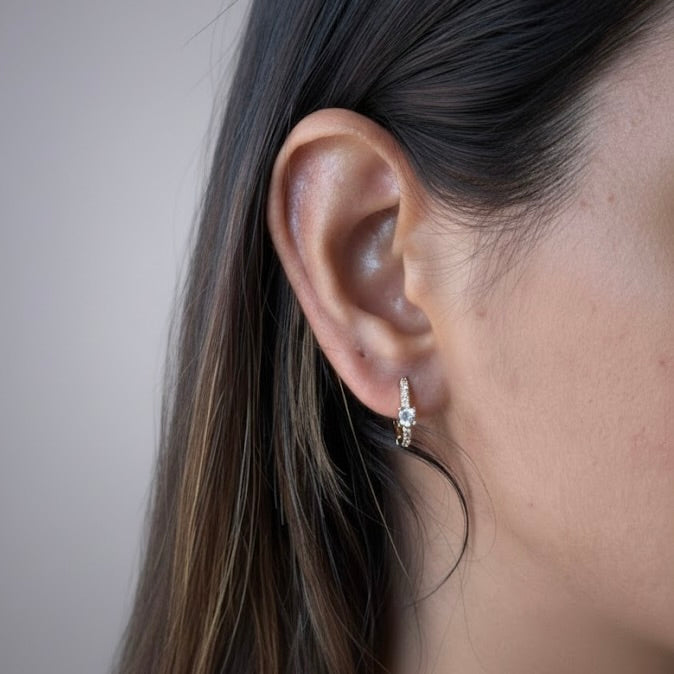 Crystal Zircon Huggies Earrings